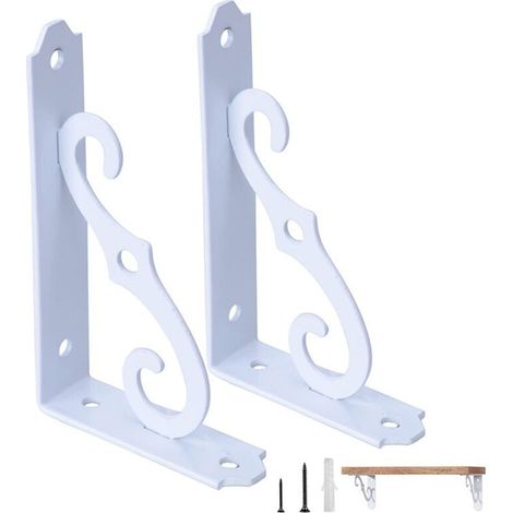 Support triangulaire, blanc, 127 mm x 89 mm, 2 supports Étagère murale, cadre de support pour bibliothèque (1/5)