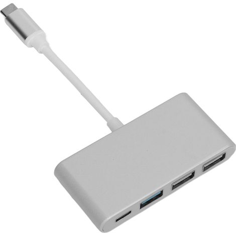 Hub USB Type C vers USB en aluminium à 3 ports USB 2.0/3.0 pour souris et clavier.