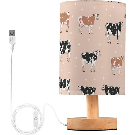 Kcldeci Lampe de chevet motif vache à pois pour chambre coucher (1/5)