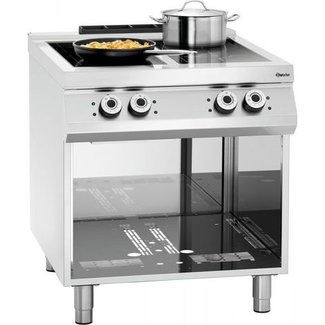 Fourneau inox électrique à induction 4 feux, sur support ouvert, 20 000 W, 400 V - TRI (1/4)
