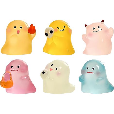 Ghost Decor – Figurines de fantôme d'Halloween pour décoration d'intérieur, jolie statue décorative lumineuse en résine pour bibliothèque, dortoir, chevet, lieu de travail, crèche, bureau (1/5)