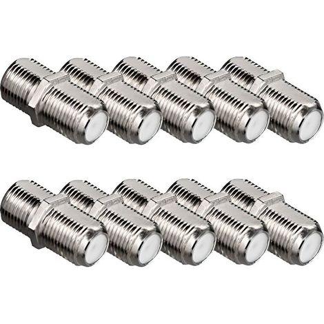 10 x Raccord coupleur connecteur fiche F Femelle - F Femelle Pour câble coaxial Antenne et Parabole Satellite - TNT - SAT