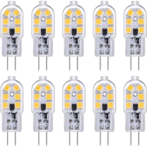 pair Ampoule Hotte Aspirante G4 LED 12V 2W Blanc Froid 6000K, 200LM, Équivalent Halogène G4 Bi-pin , LED Lampe G4 12V AC/DC pour Camping Car/Hotte Cuisine, non-dimmable, lot de 10 [Classe énergétique