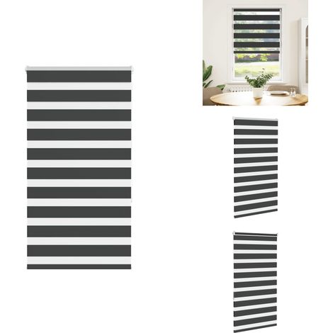 Store zèbre noir 70x150 cm largeur du tissu 65,9 cm polyester - Store Zébré - Stores Zébrés - Store À Enrouleur Zébré - Double Store À Enrouleur (1/5)