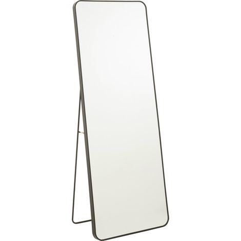 Miroir sur pied rectangle verre noir design moderne - Noir cadre fin verre transparent (1/5)