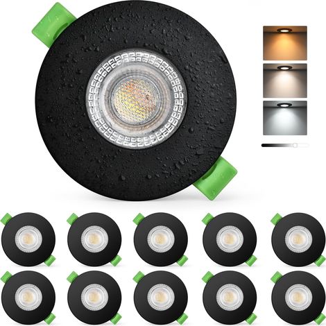 Projecteur LED Encastré 230V Dimmable 60-75mm Forage, Spot LED 7W 770LM Ultra Plat, Spot de Plafond 2700K/4000K/6000K, Luminaire Encastré IP65 pour Salle de Bain Balkon Salon, Blanc 6 Pièces (1/5)
