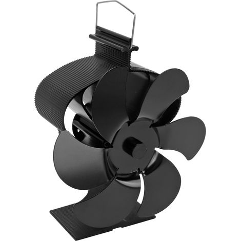 Ventilateur de cheminée à 6 pales, alimenté par la chaleur, auto-allumant et écologique pour poêle à bois LT380, noir, diamètre 152 mm (1/5)