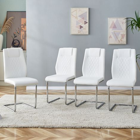 Stuhl Esszimmerstuhl weiß PU Metallbeine ergonomisch OKMYHOME (1/5)
