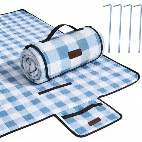 Picknickdecke extra groß 203x203cm wasserdicht faltbar für Strand Camping Park Kaffeebraun (1/5)