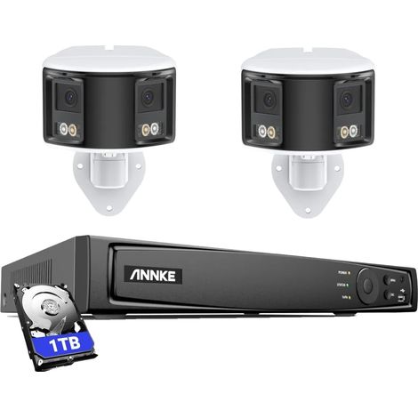 Sistema di telecamere di sicurezza, risoluzione 6 MP, visuale panoramica a 180°, 2 x 1 TB (1/2)