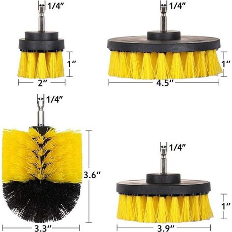 4 Pièces Brosse de Nettoyage Perceuse Électrique - Épurateur électrique pour Brosse de Nettoyage pour le Nettoyage de Salles de Bains, Dalles de Piscine, Briques, Céramique (1/5)