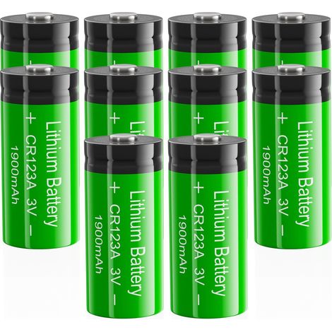 Lot de 10 Piles au Lithium CR123A 3V, 1900mAh pour Lampes de Poche, etc. (Non Rechargeables) (1/5)