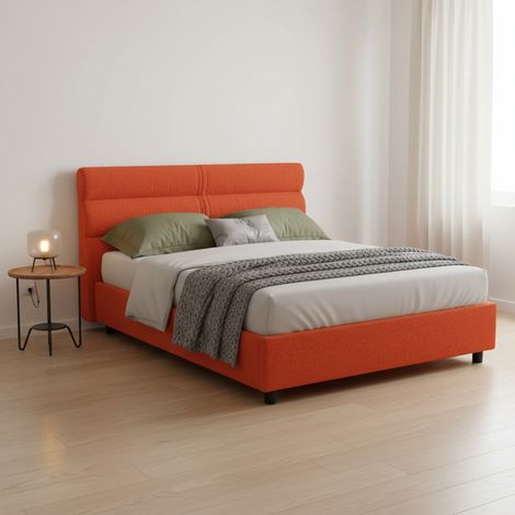 Bett 120x200 cm Briona, abziehbar, mit Stauraum, Made in Italy, Orange (1/5)