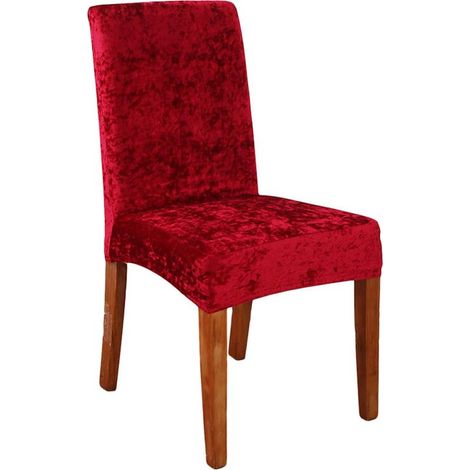 Housses de Chaise de Bar 4 pièces,Velours Housse de Chaise Lavable Extensible et Amovible (Wine Red) (1/5)