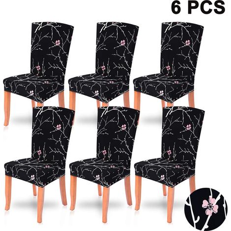 Ensemble de 6 housses de chaise extensibles et amovibles, lavables et universelles, pour salle à manger, banquets, fêtes et hôtels.