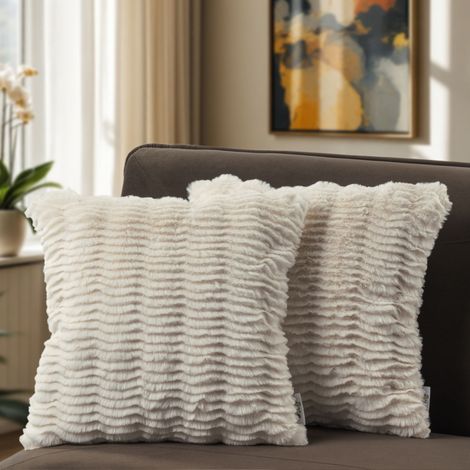 Paco Home 2er Set Dekokissen Kissenbezug Deko Wohnzimmer Sofakissen Kissen Kissenhülle 2pcs-Set, Creme