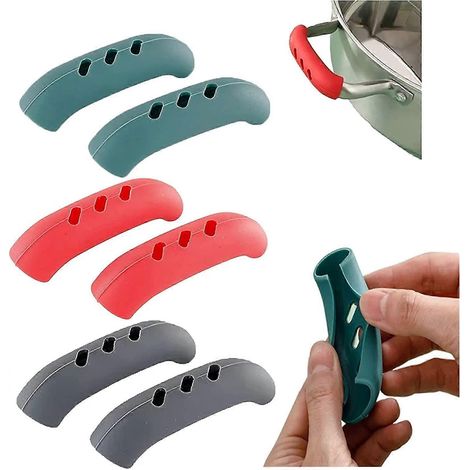 Housses de poignées de casseroles en silicone, résistantes à la chaleur, compatibles avec tous les ustensiles de cuisine, couvercles et poignées de casseroles en silicone, housses de poignées de casse (1/5)