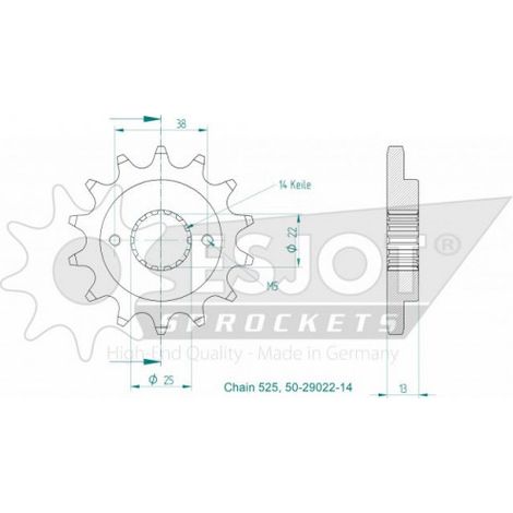 Pignon de sortie de boite Esjot pour Moto Ducati 749 R Superbike