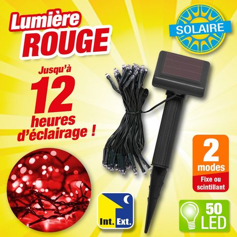 Guirlande à énergie solaire 50 LED couleur rouge (1/4)