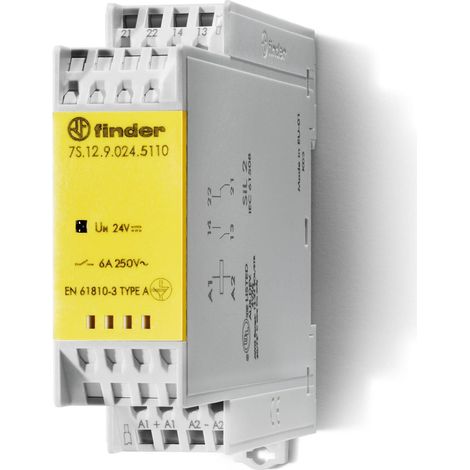 Relais mod contacts guidés 1NO+1NC 6A 230 à 240V AC AgNi+Au SIL2 à ressort FINDER 7S1282305110PAS