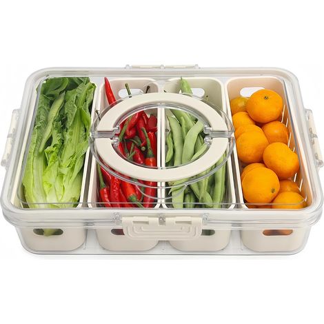 Boîtes de Stockage des Aliments pour Réfrigérateur, 4 en 1 Bacs Hermétique Étanches de Rangement pour Réfrigérateur avec 4 Passoires Amovibles pour Collation Salade Fruits Légumes Viande