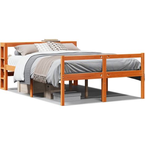 Maison Exclusive - Estructura cama con cabecero madera pino marró