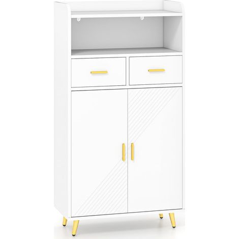 GOPLUS Armoire Salle de Bain avec Miroir HD Antibuée, Meuble Salle de Bain avec Lumière LED Couleur & Luminosité Réglables, Station de Charge, Armoire avec Double Porte et Étagères Réglables (Blanc) (1/5)