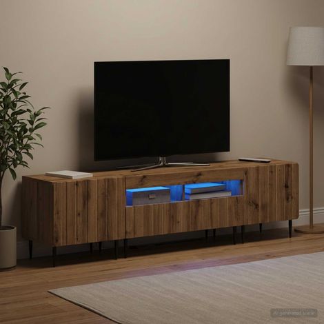vidaXL 3 Piece LED TV Cabinet ZWOLLE Artisan Oak Engineered Wood (1/5)
