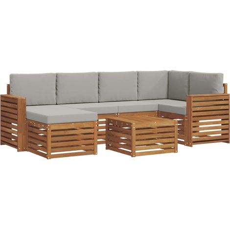 Ensemble de canapés d'extérieur 7 pc Gris Naturel et Clair vidaXL