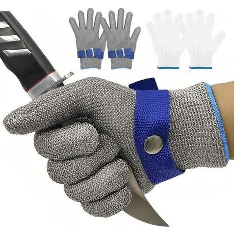 Gants résistants aux coupures Gants de boucher en acier inoxydable 316L Protection de niveau 9 Gant de travail M(Un gant) (1/5)
