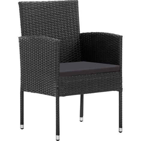 Chaises de jardin coussins noir lot de 4 Chaises d'extérieur noir résine tressée (1/5)
