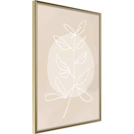 Affiche Murale Encadrée "Pastel Plant" 21 x 30 cm Or