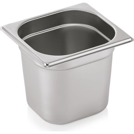 Bac GN 1/6 ECO en Acier au nickel-chrome 2,4 L P 150 mm Lot de 6 - Was Germany