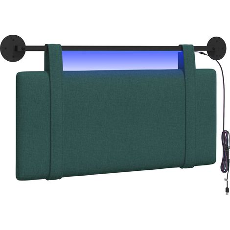 Hanging Headboard Dark Green Fabric vidaXL