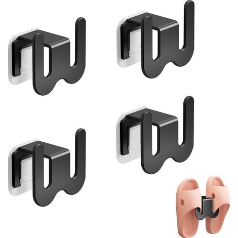 Lot de 4 porte-chaussures muraux, sans perçage, étagère à chaussures, porte-chaussons, étagère à chaussures à suspendre, étagère à chaussures, étagère à chaussures, peu encombrante (1/5)