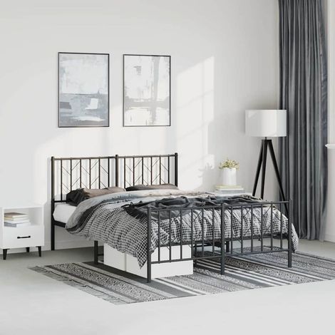 vidaXL Estructura cama sin colchón con estribo metal negro 150x200 cm (1/5)