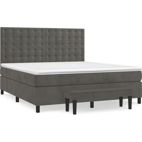 Maison Exclusive - Giroletto a Molle con Materasso Grigio Scuro 160x200 cm Velluto (1/5)