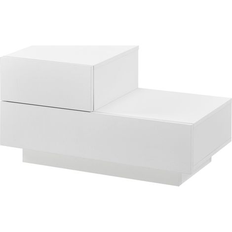 Table de nuit élégante meuble de rangement polyvalent commode stylé petit tiroir côté gauche capacité de charge tiroir 8 kg panneau de particules mélaminé 38 x 70 x 35 cm blanc mat (1/5)