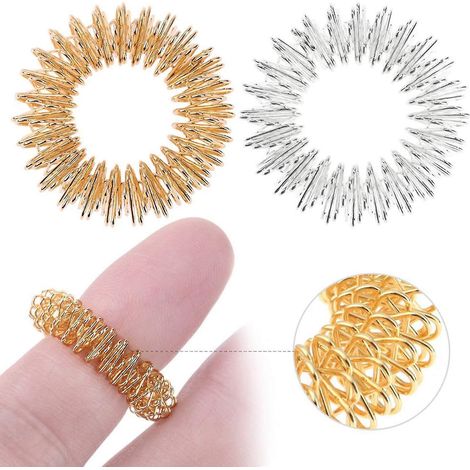 Massagegerät-Set mit Akupressurringen und -armbändern sowie sensorischen Fingerspitzen (1/4)