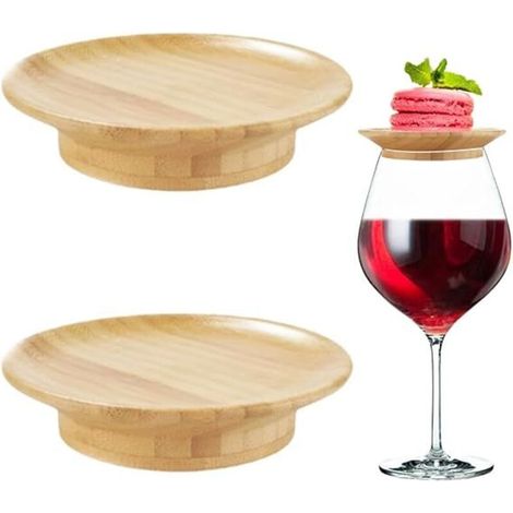 [NEVER USED] Set of 2 wooden decorations for wine glasses, appetizer plates, desserts, drinks, party accessories, family dinners and party accessories