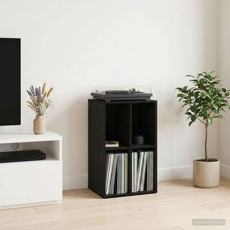 vidaXL Mueble para discos de vinilo Roble Negro 44,5 x 36,5 x 74,5 cm (1/5)