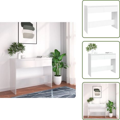Table d'entrée - vidaXL Table console blanc 100x35x76,5 cm bois d'ingénierie - Rangement clés (1/5)
