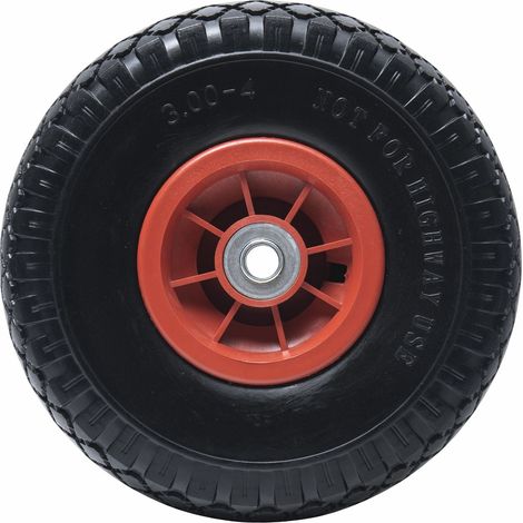 Werka Pro – Roue increvable 10'' 260x75mm – Pneu plein en polyuréthane – Alésage 16mm – Roulement à billes pour chariots et brouettes