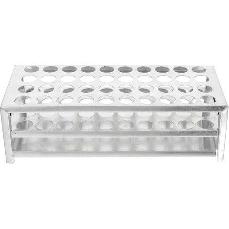 Support pour tubes à essai de laboratoire (1 pièce), en aluminium.-21.7X8.8cm-Silver (1/3)