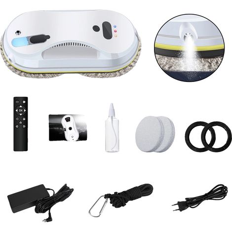 Robot limpiacristales, pulverizador ultrasónico, mando a distancia, BLANCO (1/2)