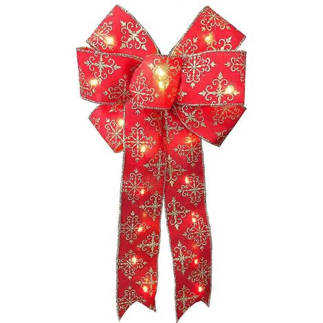 Décorations de Noël extérieures Jacenvly en liquidation : grand nœud lumineux de Noël, nœud double couche, décoration pour sapin de Noël, ornements de Noël en forme de nœud (1/3)