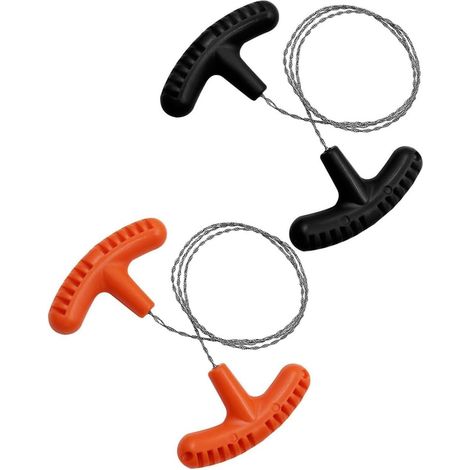 Scie à fil en acier inoxydable (lot de 2, 70 cm) - Scie de poche - Scie à fil métallique - Équipement de survie - Équipement de voyage et de plein air - Scie à bois et à corde - Scie de camping (1/4)