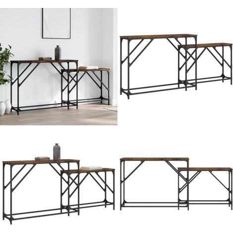 Konsolentische 2 Stk. Räuchereiche Holzwerkstoff - Konsole - Couchtisch - Wohnzimmerstil - Industriel Design - Holzmöbel - Home & Living
