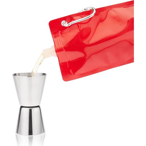 Gourde pliable/bouteille d'eau/gourde de sport - Lot de 2 - orange - plastique - 460 ml - bouchon à vis - poche à eau (1/5)