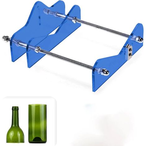 Cortador de botellas de vidrio profesional, para vino, cerveza y otros materiales de diversos tamaños y formas, acrílico y metal (azul). (1/5)